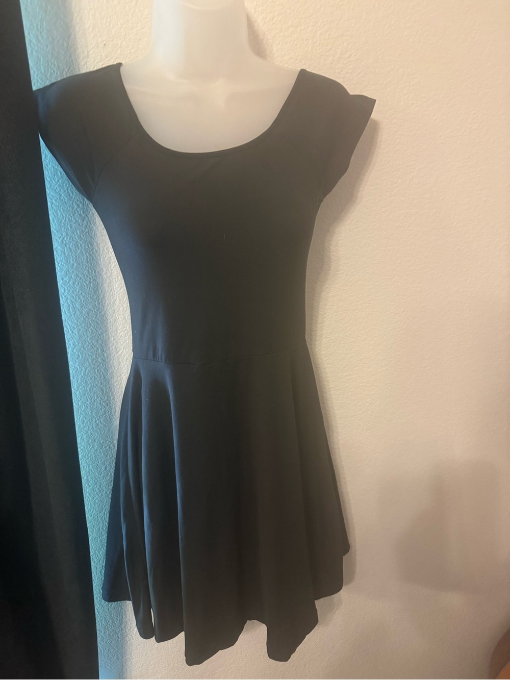 Hot Kiss  Black Scoop-Neck Skater Mini Dress